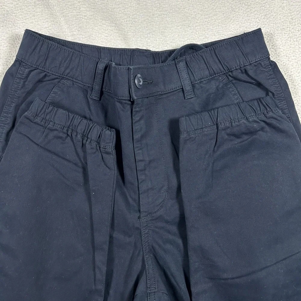 Uniqlo Cargo Jogger Pants Mens Size S Wide-Fit Drawstring Stretch Navy - Picture 2 of 4